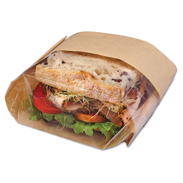 Bagcraft Dubl View Sandwich Bags, 2.35 mil, 9.5" x 2.75", Natural Brown, PK500 300094 - main